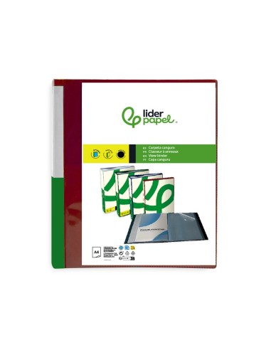 CARPETA LIDERPAPEL 10 FUNDAS PP A4 RJ. TRANS.PORTADA LOMO PERS.