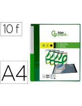 CARPETA LIDERPAPEL 10 FUNDAS PP A4 VE. TRANS.PORTADA LOMO PERS.
