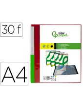 CARPETA LIDERPAPEL 30 FUNDAS PP A4 RJ. TRANS.PORTADA LOMO PERS.