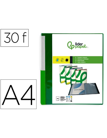 CARPETA LIDERPAPEL 30 FUNDAS PP A4 VE. TRANS.PORTADA LOMO PERSONAL.