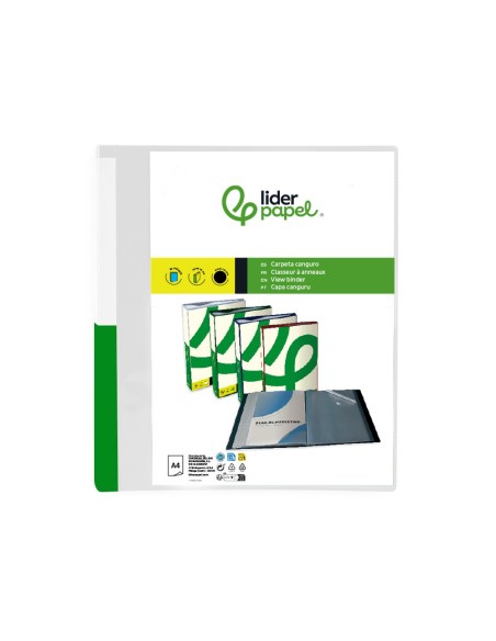 CARPETA LIDERPAPEL 60 FUNDAS PP A4 TPTE.PORTADA LOMO PERS.