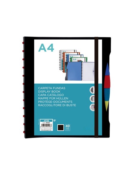 CARPETA LIDERPAPEL A4 40 FUNDAS INTERC.5 SEP Y GOMILLA LOMO PERSO.NG.
