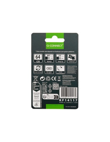 MEMORIA USB Q-CONNECT FLASH DRIVE 64 GB 3.2 TIPO C