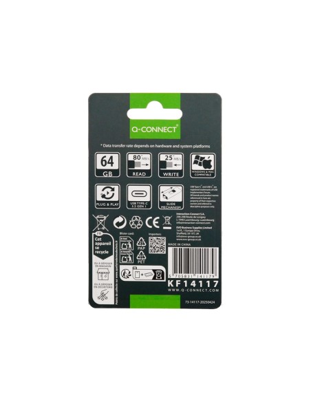 MEMORIA USB Q-CONNECT FLASH DRIVE 64 GB 3.2 TIPO C