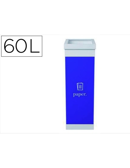 CONTENEDOR PAPELERA RECICLAJE TAPA PAPELES 60L.76X36,3X26,3 CM