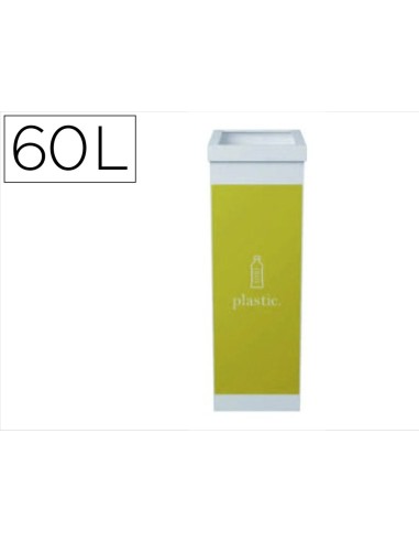 CONTENEDOR PAPELERA RECICLAJE TAPA PLASTICOS 60L.76X36,3X26,3 CM