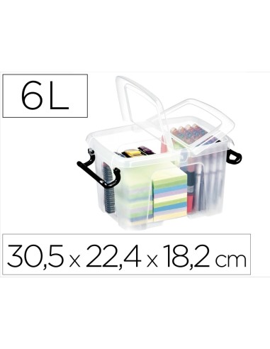 CONTENEDOR PLASTICO CEP 6L.305X224X182 MM TPTE.C/TAPA CIERRE HERM.