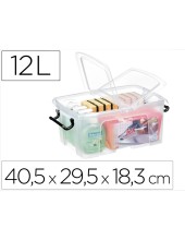 CONTENEDOR PLASTICO CEP 12L.405X295X183 MM TPTE.C/TAPA CIERRE HERM.