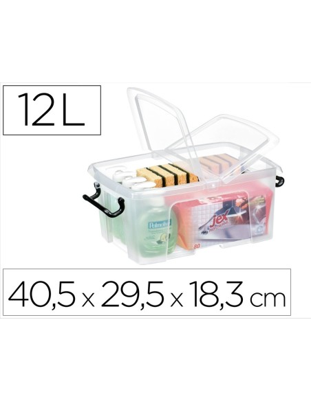 CONTENEDOR PLASTICO CEP 12L.405X295X183 MM TPTE.C/TAPA CIERRE HERM.