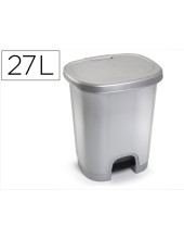CONTENEDOR PLASTICFORTE PLAST.TAPADERA PEDAL 27LT.PLATA 380X320X450MM