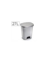 CONTENEDOR PLASTICFORTE PLAST.TAPADERA PEDAL 27LT.PLATA 380X320X450MM 2