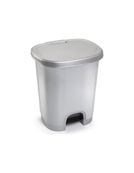 CONTENEDOR PLASTICFORTE PLAST.TAPADERA PEDAL 27LT.PLATA 380X320X450MM