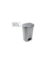 CONTENEDOR PLASTICFORTE PLAST.TAPADERA PEDAL 50LT.PLATA 410X360X635MM 2