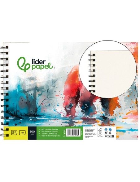 CUADERNO ESP. LIDERPAPEL DIBUJO A4 ACUARELA 10H. 300GR.