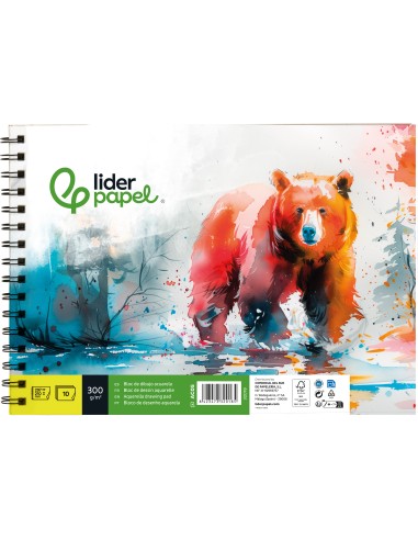 CUADERNO ESP. LIDERPAPEL DIBUJO A4 ACUARELA 10H. 300GR.