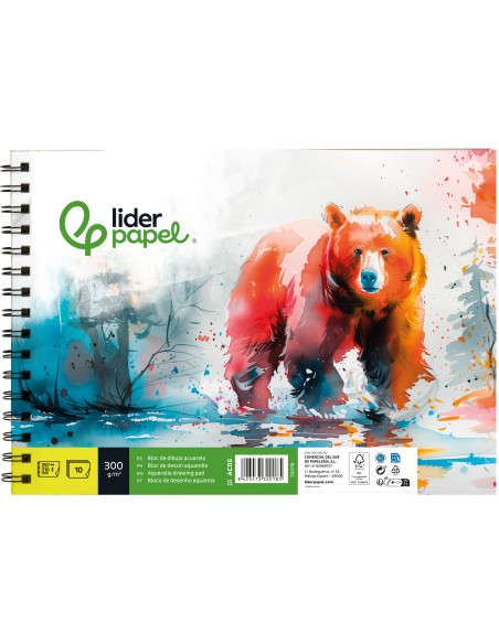 CUADERNO ESP. LIDERPAPEL DIBUJO A4 ACUARELA 10H. 300GR.