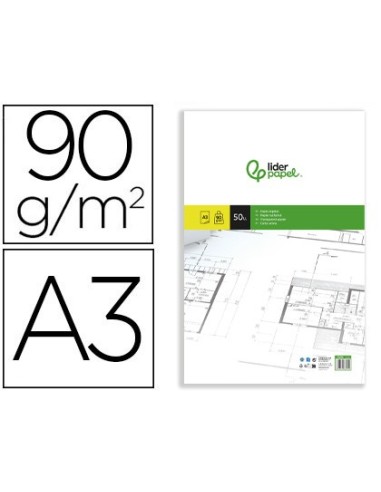 BLOC ENCOLADO LIDERPAPEL A3  PAPEL VEGETAL 50H. 90GR.
