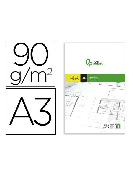 BLOC ENCOLADO LIDERPAPEL A3  PAPEL VEGETAL 50H. 90GR.