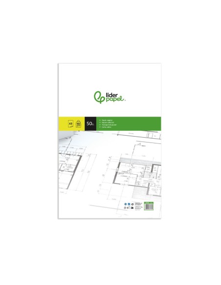 BLOC ENCOLADO LIDERPAPEL A3  PAPEL VEGETAL 50H. 90GR.