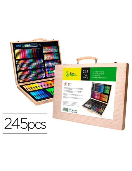 ESTUCHE PINTURA  MADERA 245 PIEZAS MALETIN 49X36,6X4,5 CM