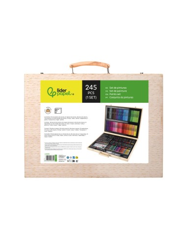 ESTUCHE PINTURA  MADERA 245 PIEZAS MALETIN 49X36,6X4,5 CM