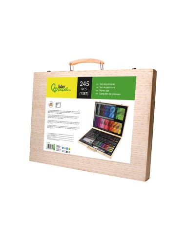 ESTUCHE PINTURA  MADERA 245 PIEZAS MALETIN 49X36,6X4,5 CM