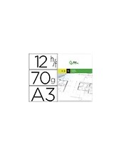 PAPEL DIBUJO LIDERPAPEL A3 297X420MM 70G/M2 VEGETAL SOBRE 12 HOJAS 2