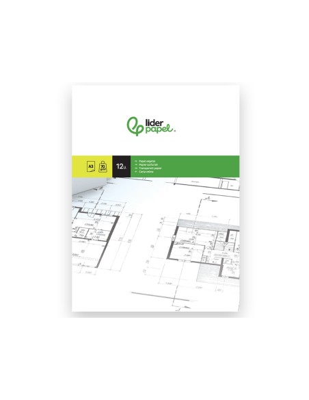 PAPEL DIBUJO LIDERPAPEL A3 297X420MM 70G/M2 VEGETAL SOBRE 12 HOJAS