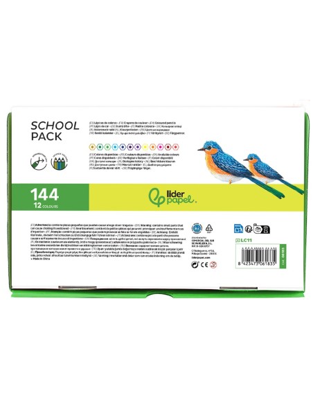 LAPICES COLORES SCHOOL PACK 144 UD.12 COLORES X 12 UDS.