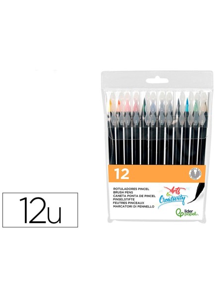 ROTULADORPUNTA PINCEL EXTRA SUAVE ESTUCHE 12 UD.SURT.