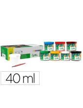 TEMPERA LIDERPAPEL ESCOLAR 40 ML 7 COLORES SURTIDOS + PINCEL