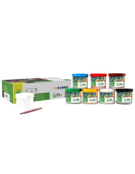 TEMPERA LIDERPAPEL ESCOLAR 40 ML 7 COLORES SURTIDOS + PINCEL