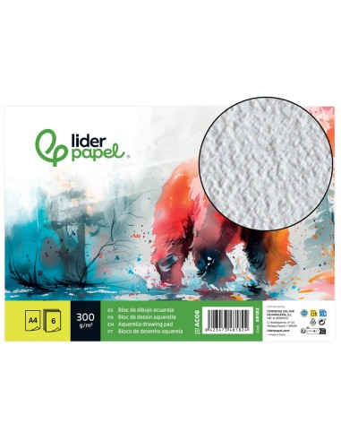 PAPEL ACUARELA DIN A4 300 GR- PACK 6 H.
