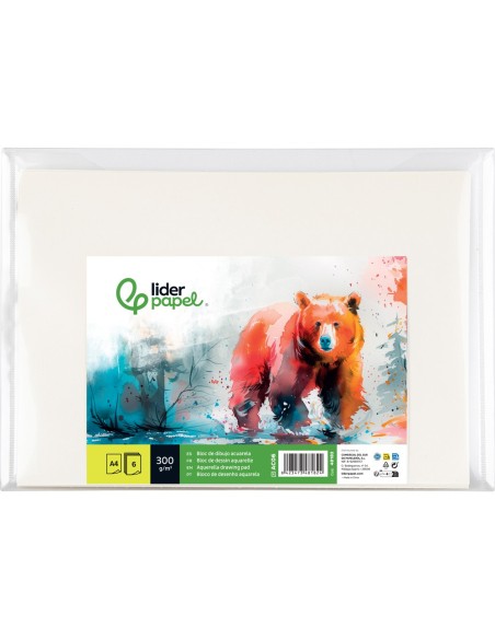 PAPEL ACUARELA DIN A4 300 GR- PACK 6 H.