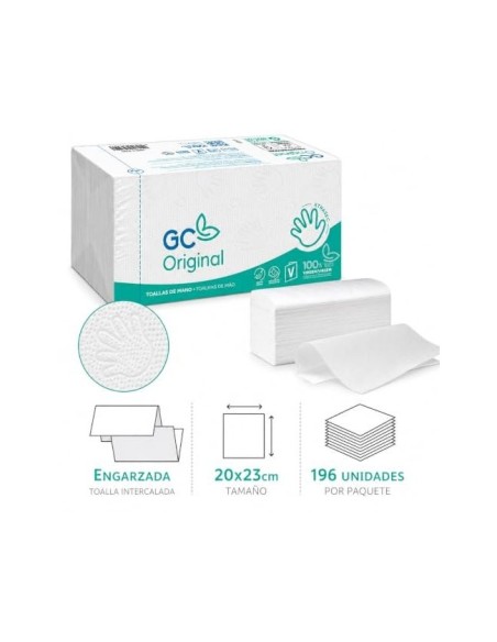 TOALLA PAPEL MANO ENGARZADA ECOLOGICA XTRASEC 20X23 2 CAP. PAQ.196 U.
