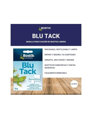 SUJETACOSA MASILLA BOSTIK BLU TACK BLANCO CUARTEADO