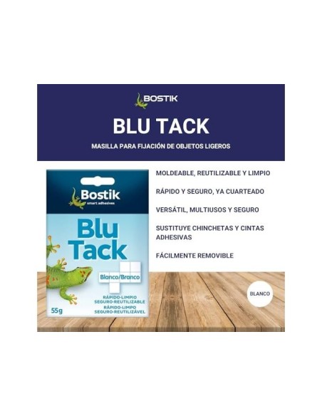 SUJETACOSA MASILLA BOSTIK BLU TACK BLANCO CUARTEADO