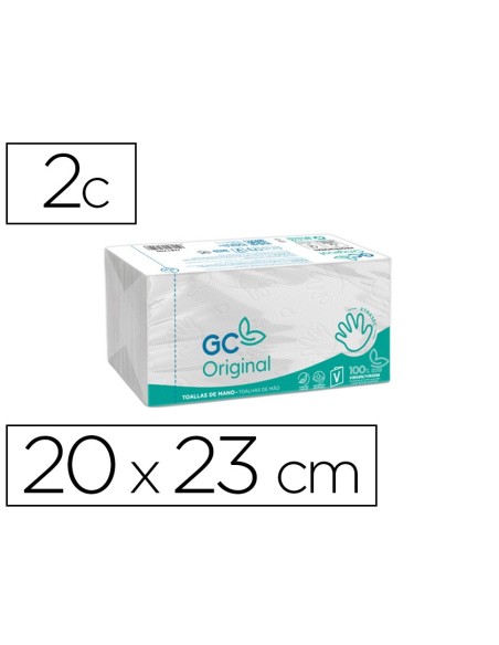 TOALLA PAPEL MANO ENGARZADA ECOLOGICA 20X23 CM 2 CAPAS PAQUETE 196 U.