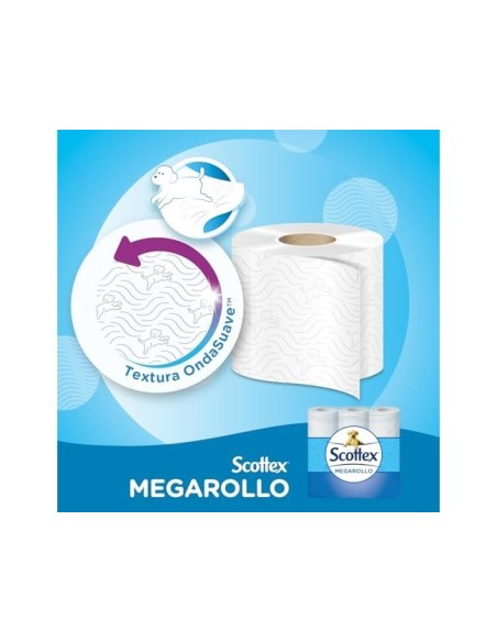 PAPEL HIGIENICO SCOTTEX MEGARROLLO DOBLE LARGO PACK DE 6+3 ROLLOS