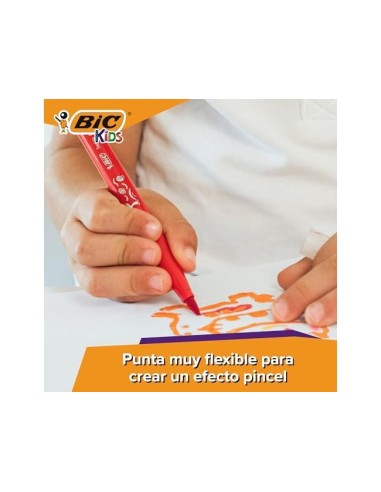 ROTULADOR BIC KIDS 10 COLORES PUNTA PINCEL TINTA BASE AGUA 828964