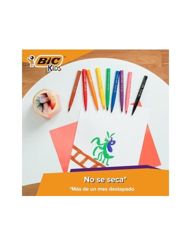 ROTULADOR BIC KIDS 10 COLORES PUNTA PINCEL TINTA BASE AGUA 828964
