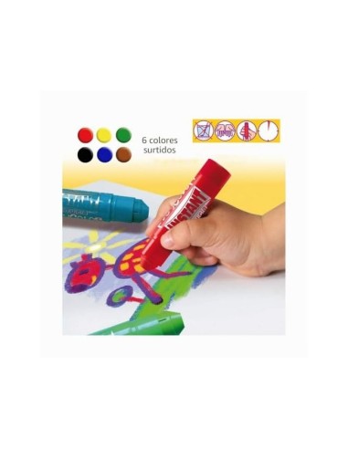 TEMPERA SOLIDA EN BARRA INSTANT ESCOLAR CAJA 6 COLORES SURTIDOS 10711