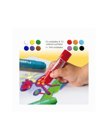 TEMPERA SOLIDA BARRA INSTANT CAJA 144 UDS.12 COL.SURT.10901