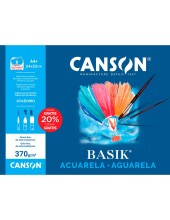 PAPEL ACUARELA BASIK CANSON DIN A4 370 GR PACK 6 H.24 X 32 CM