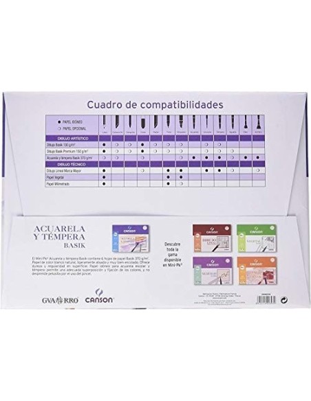 PAPEL ACUARELA BASIK CANSON DIN A4 370 GR PACK 6 H.24 X 32 CM
