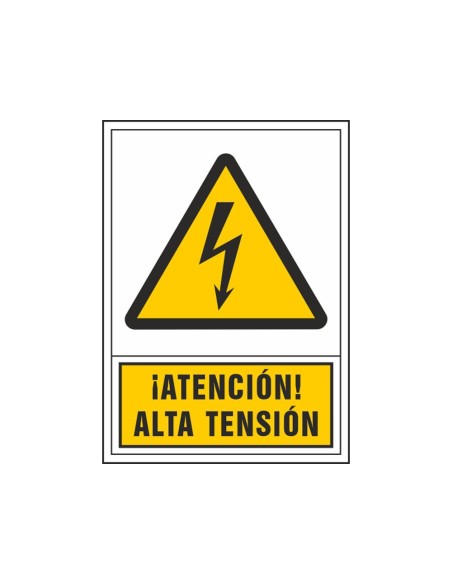 PICTO SEÑAL ADVERTENCIA ATENCION ALTA TENSION PVC 245X345 MM