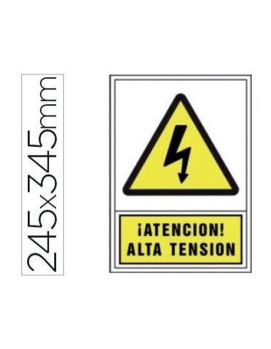 PICTO SEÑAL ADVERTENCIA ATENCION ALTA TENSION PVC 245X345 MM