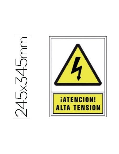 PICTO SEÑAL ADVERTENCIA ATENCION ALTA TENSION PVC 245X345 MM