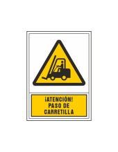 PICTO SEÑAL ADVERTENCIA ATENCION PASO CARRETILLA PVC 245X345 MM