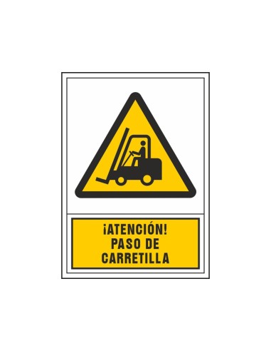 PICTO SEÑAL ADVERTENCIA ATENCION PASO CARRETILLA PVC 245X345 MM